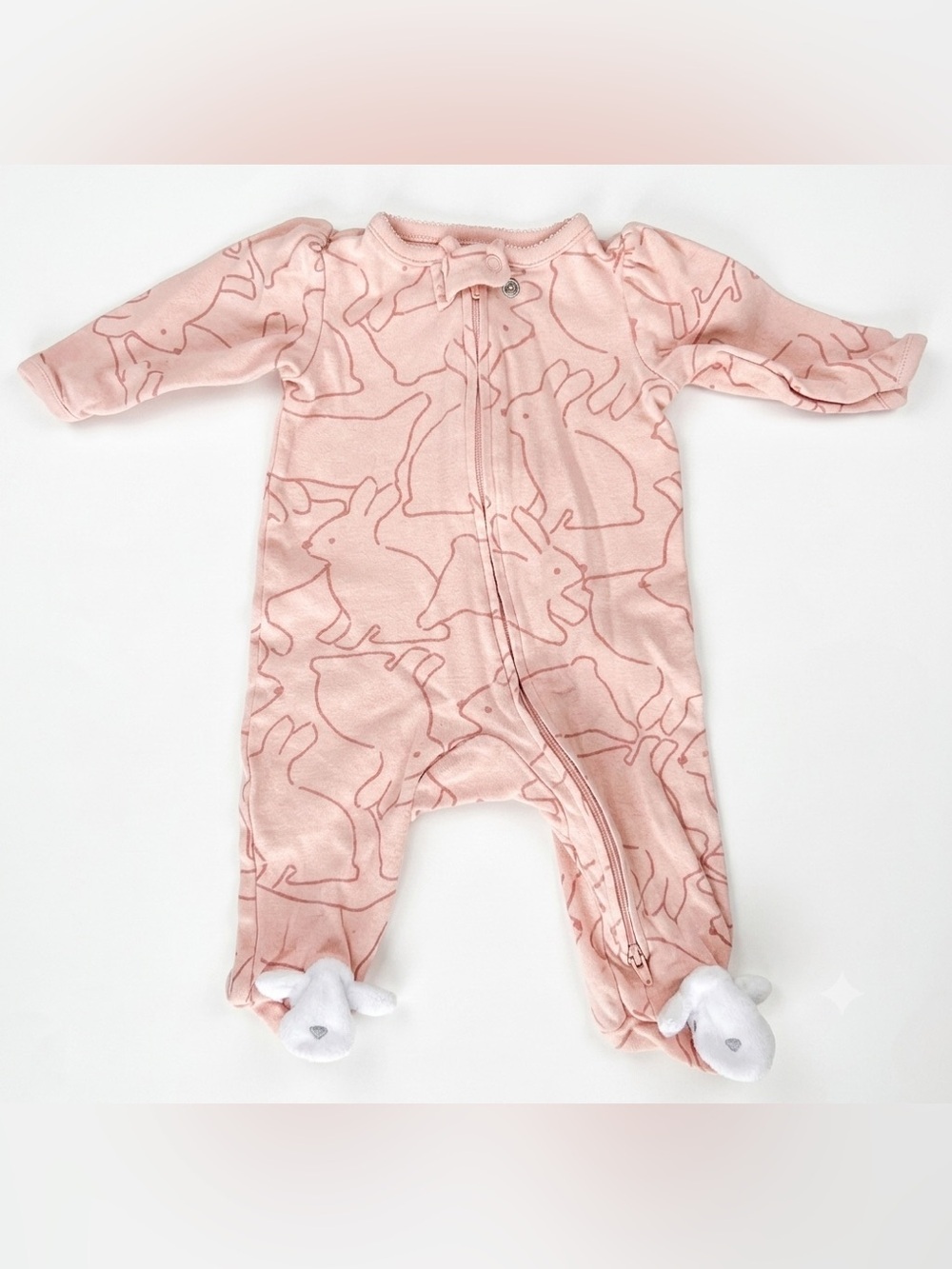 🍼5/$20🍼 Carter's Light Pink Bunny Footed One-Piece Sleeper